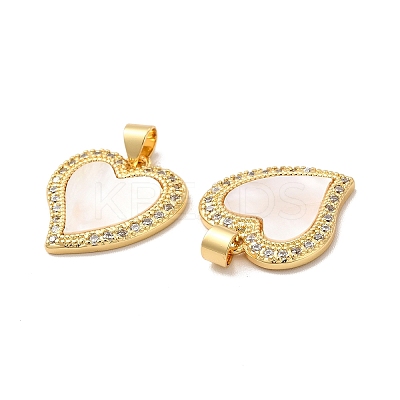 Rack Plating Brass Micro Pave  Cubic Zirconia Pendants KK-B068-44G-1