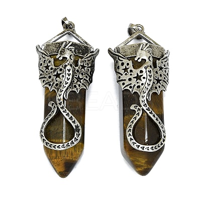Natural Tiger Eye Faceted Pointed Bullet Big Pendants G-Q165-02AS-04-1