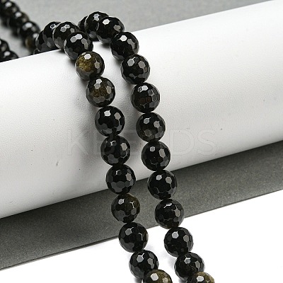 Natural Golden Sheen Obsidian Beads Strands G-E571-A01-02-1