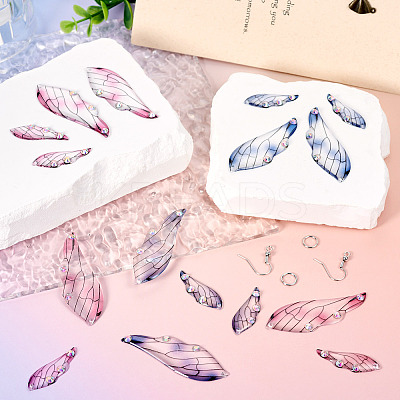 DIY Transparent Resin Wing Dangle Earring Making Kit DIY-TA0010-23-1