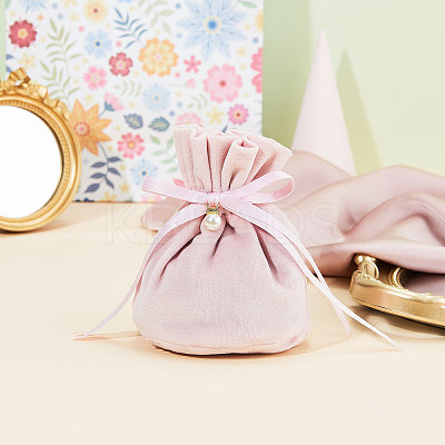 Velvet Jewelry Bags with Drawstring & Plastic Imitation Pearl LS-TP-CJC0001-03C-1