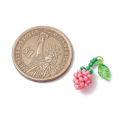 Glass Seed Beaded Rose Pendants PALLOY-MZ00627-05-1