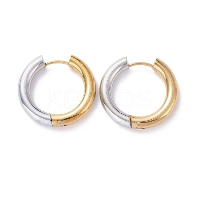 Two Tone 304 Stainless Steel Hinged Hoop Earrings for Women EJEW-A073-01D-1