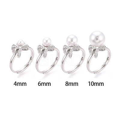 Bowknot Brass Micro Pave Cubic Zirconia Cup Peg Ring Settings KK-N274-25P-1