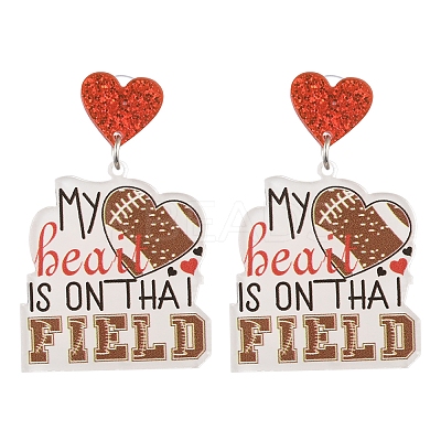 1Pair Leopard Print Heart Mother Sports Acrylic Dangle Stud Earrings EJEW-FS0001-22C-1