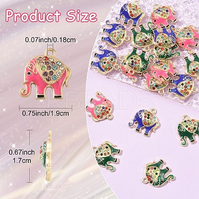10Pcs Alloy Colorful Rhinestone and Enamel Pendants ENAM-YW0006-14A-1