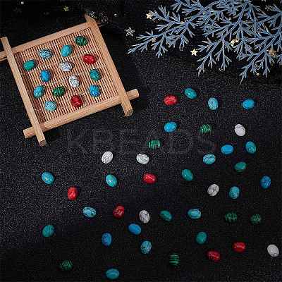56pcs 7 styles Natural Howlite & Synthetic Turquoise & Synthetic Malachite Cabochons G-AR0006-07-1