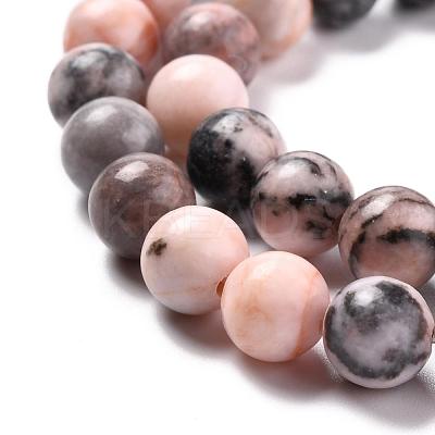 Natural Pink Zebra Jasper Round Bead Strands G-E334-8mm-11-1