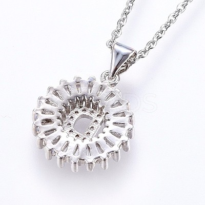 Brass Micro Pave Cubic Zirconia Initial Pendant Necklaces NJEW-H486-30P-D-1