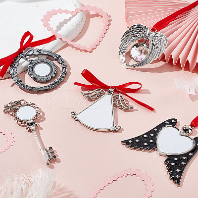 5 Sets 5 Styles Zinc Alloy Heat Transfer Sublimation Blank Pendant Decorations AJEW-GA0007-53-1