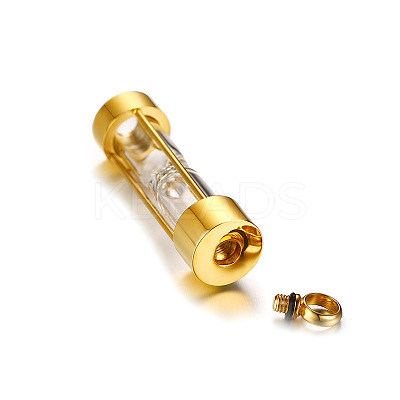 304 Stainless Steel Glass Hourglass Urn Ashes Pendants BOTT-PW0001-033B-G-1