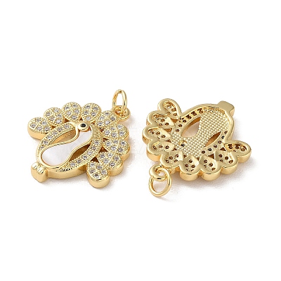 Brass Micro Pave Clear Cubic Zirconia Pendants KK-B083-33C-G-1