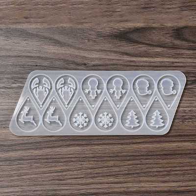 DIY Christmas Theme Teardrop Pendant Silicone Molds DIY-I102-02-1