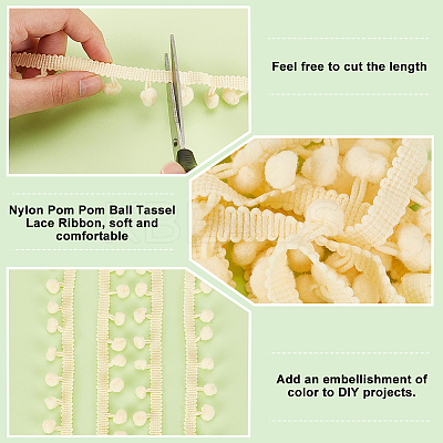 Nylon Pom Pom Ball Tassel Lace Ribbon DIY-WH0580-31C-1