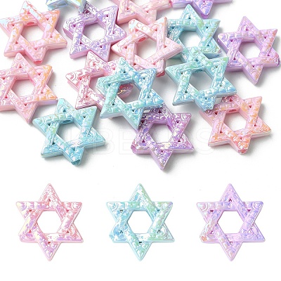 15Pcs UV Plating Acrylic Beads PACR-YW0001-43-1