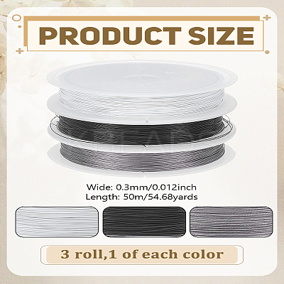 3 Rolls 3 Colors Tiger Tail Wire TWIR-LP0001-08-1