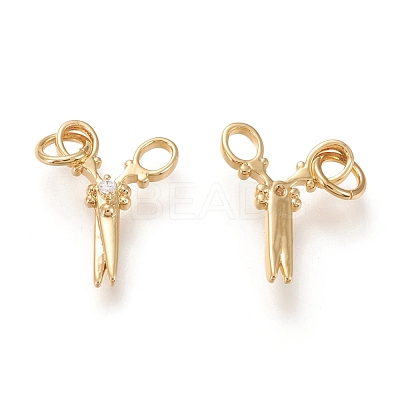Brass Micro Pave Clear Cubic Zirconia Charms KK-F820-20G-1
