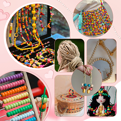 550Pcs 5 Colors Wood European Beads WOOD-GA0001-94-1