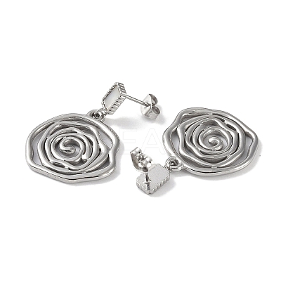 Flower 304 Stainless Steel Shell Stud Earrings EJEW-L283-041P-1