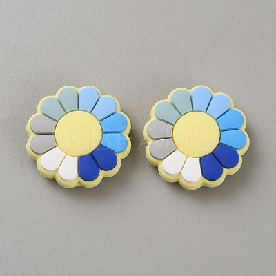Flower Food Grade Eco-Friendly Silicone Focal Beads SIL-CJC0009-04-1
