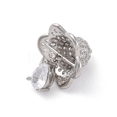 Rack Plating Brass with Cubic Zirconia Pendants KK-Q010-04P-1