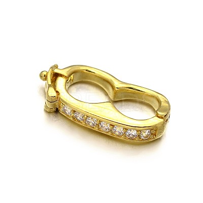 Rack Plating Brass Micro Pave Cubic Zirconia Twister Clasps ZIRC-I012-16G-RS-1