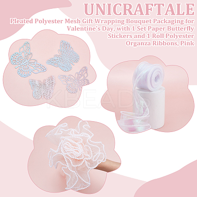 Pleated Polyester Mesh Gift Wrapping Bouquet Packaging for Valentine's Day DIY-UN0006-65B-1