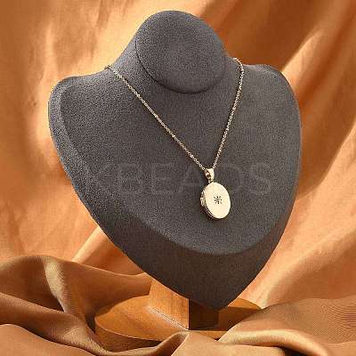Clear Cubic Zirconia Locket Necklaces LS-NJEW-A036-01C-1