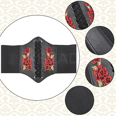 1Pc PU Leather Wide Elastic Corset Belts AJEW-WR0002-01B-1