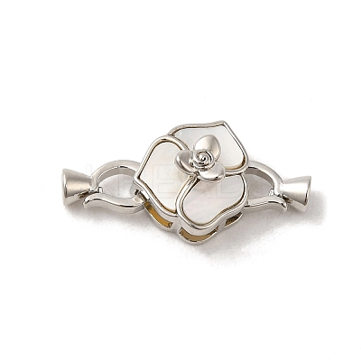 Brass Fold Over Clasps with Shell KK-M270-22P-1