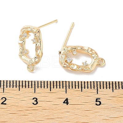 Brass Micro Pave Cubic Zirconia Stud Earring Findings KK-E107-23G-1