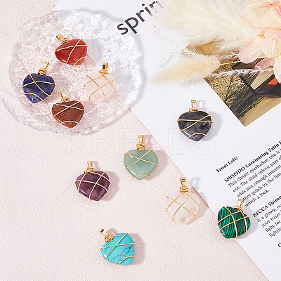 10Pcs 10 Styles Natural & Synthetic Mixed Gemstone Pendants G-FH0002-26-1