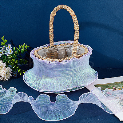 10 Yards Mermaid Color Polyester Pleated Lace Trim Ribbon DIY-WH0419-43D-1