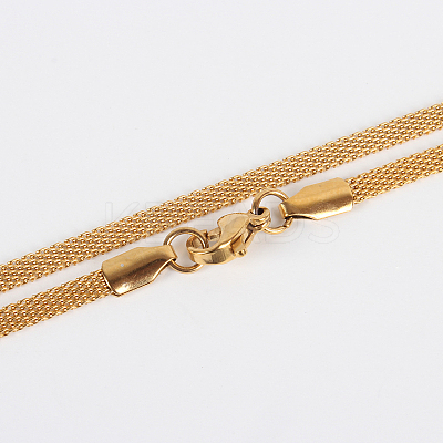 304 Stainless Steel Mesh Chain Necklace Making STAS-P045-15G-1