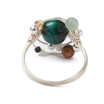 Planet Natural Green Aventurine Finger Rings RJEW-TA00165-02-1