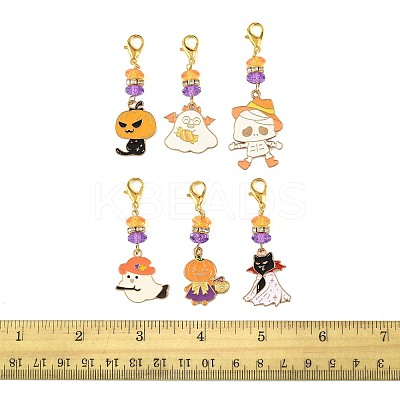 6Pcs Alloy Enamel Pendant Decorations HJEW-FS00059-1