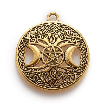 Tibetan Style Hollow Alloy Pendants TIBEP-F075-01AG-RS-1