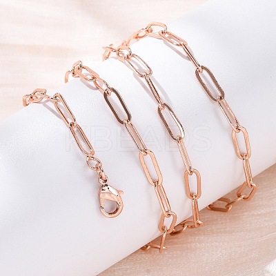 Brass Paperclip Chains Necklaces for Women NJEW-D302-69RG-1