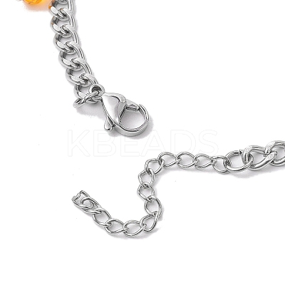 Halloween Skull Dyed Synthetic Turquoise Charm Bracelets BJEW-TA00505-1