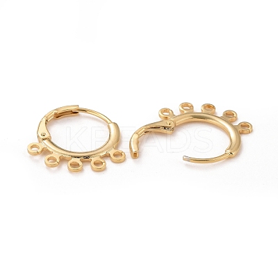 5-hole Rack Plating Eco-friendly Brass Huggie Hoop Earring Findings KK-D075-06G-RS-1