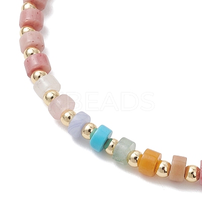 7Pcs Natural & Synthetic Mixed Gemstone & Brass Beads Stretch Bracelets for Women BJEW-JB13334-1