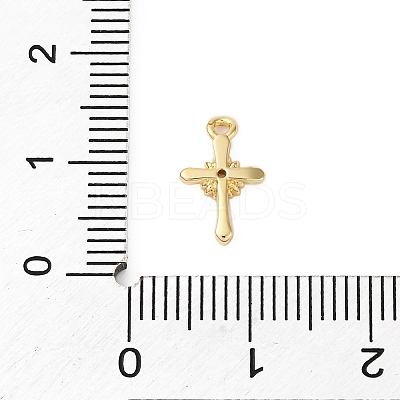 Brass Micro Pave Clear Cubic Zirconia Charms KK-V016-22E-G-1