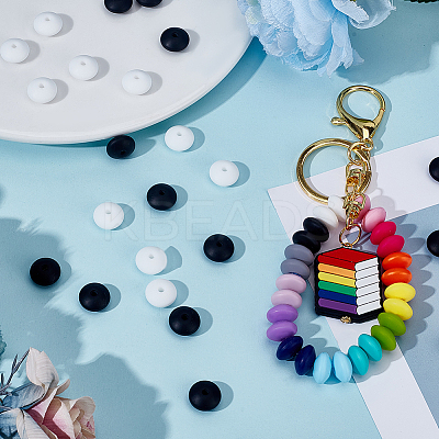 140Pcs 2 Colors Food Grade Eco-Friendly Silicone Abacus Beads SIL-SC0013-71-1