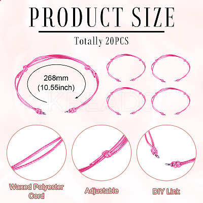 20Pcs Waxed Polyester Cord Bracelet Making AJEW-TAC00091-1