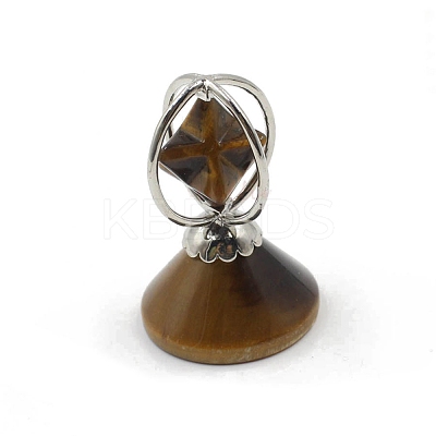 Natural Tiger Eye Rotatable Merkaba Star Figurines PW-WG54158-03-1