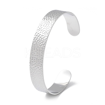 304 Stainless Steel Hammered Cuff Bangles for Women BJEW-Z078-11P-1