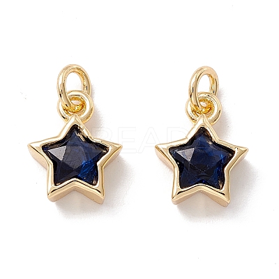 Brass Cubic Zirconia Charms FIND-Z005-02E-1