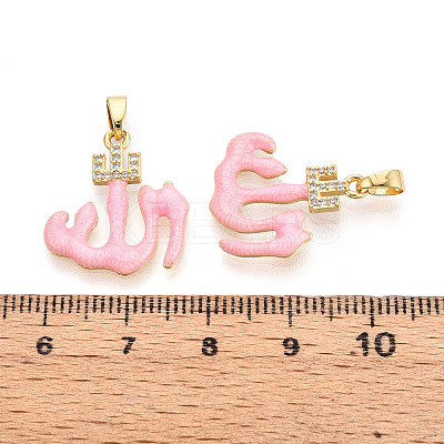 Brass Micro Pave Cubic Zirconia Enamel Pendants KK-L231-06G-01-1
