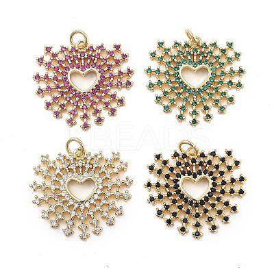 Brass Micro Pave Cubic Zirconia Pendants KK-Q006-35G-M-1