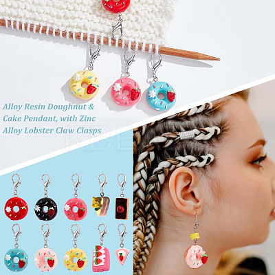 Resin Doughnut & Cake Pendant Decorations HJEW-PH01550-1